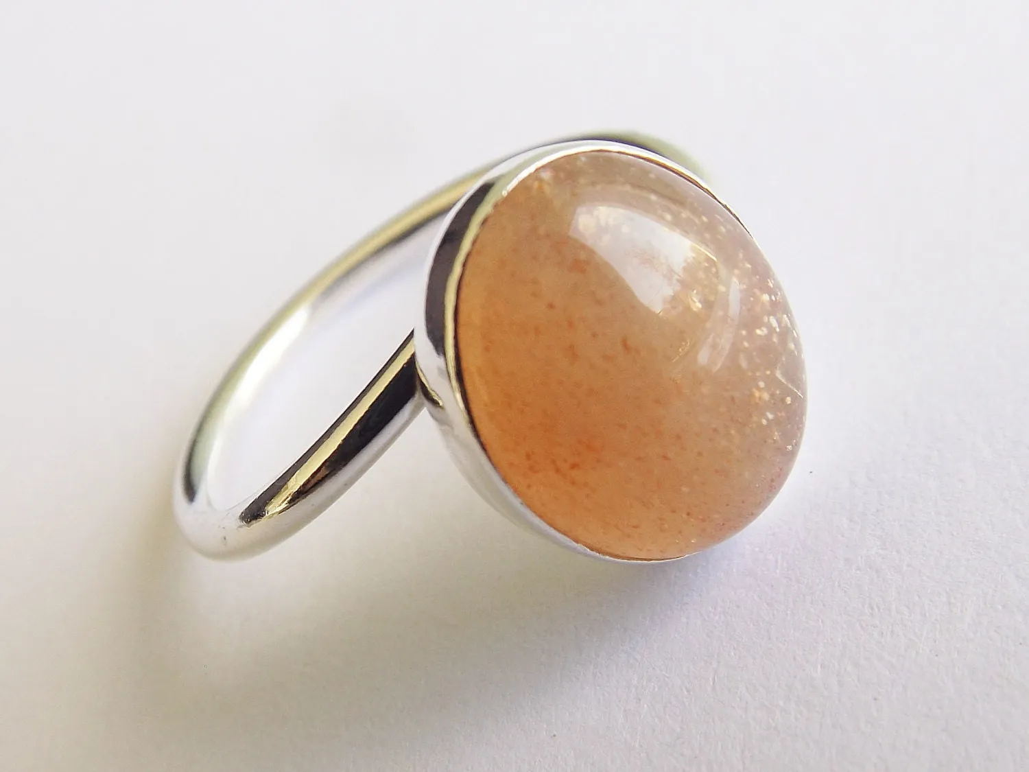 Sunstone Ring, Gemstone Ring, Large Sunstone Ring, Peach,Modern, Simple, Statement, Gemstone Jewelry, Natural Stone, Cocktail Ring, Oval