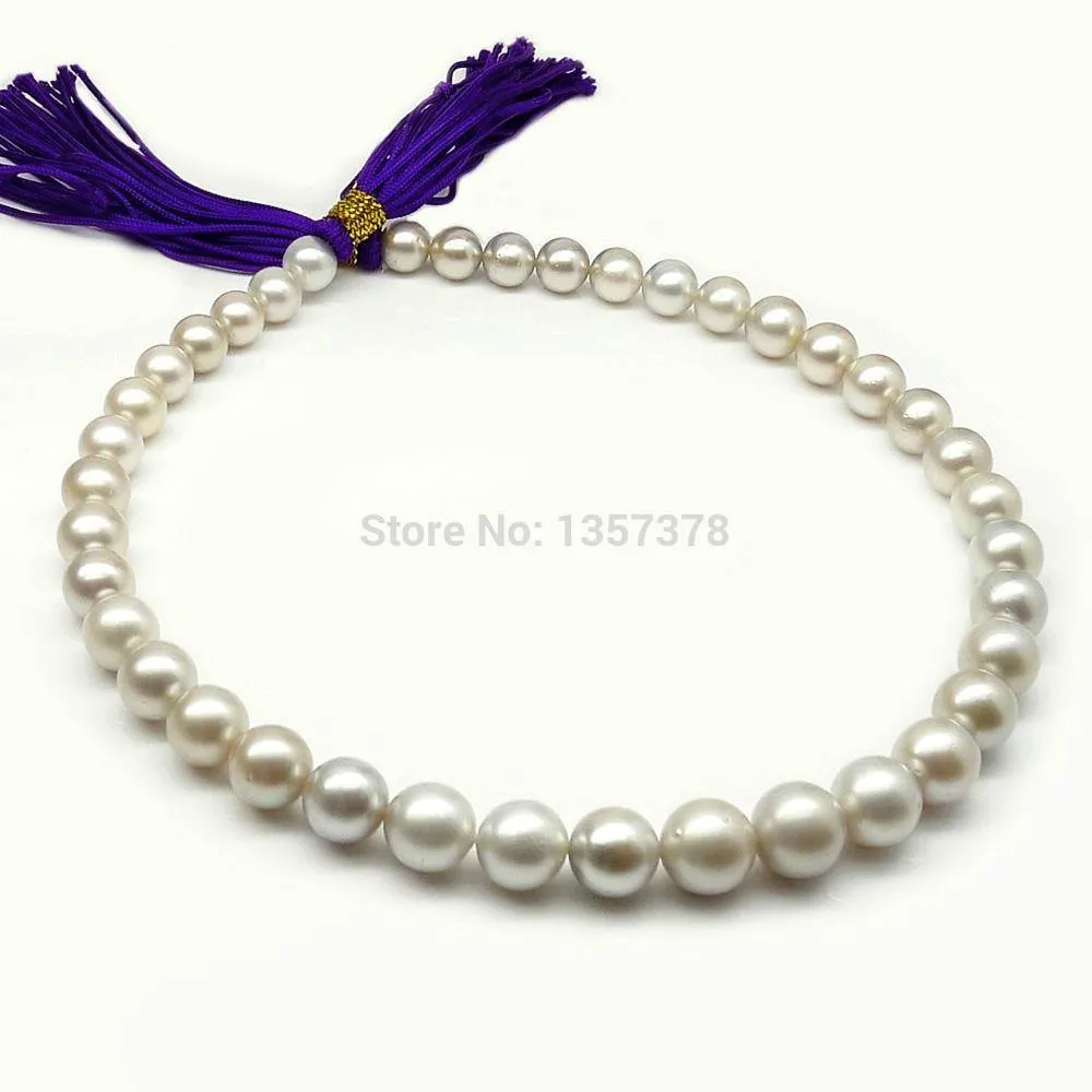 TAHITIAN PEARL NECKLACE 16.8INCH,14K GOLD CLASP 002788 SILVER GRAY! ROUND 8.7-11.9MM