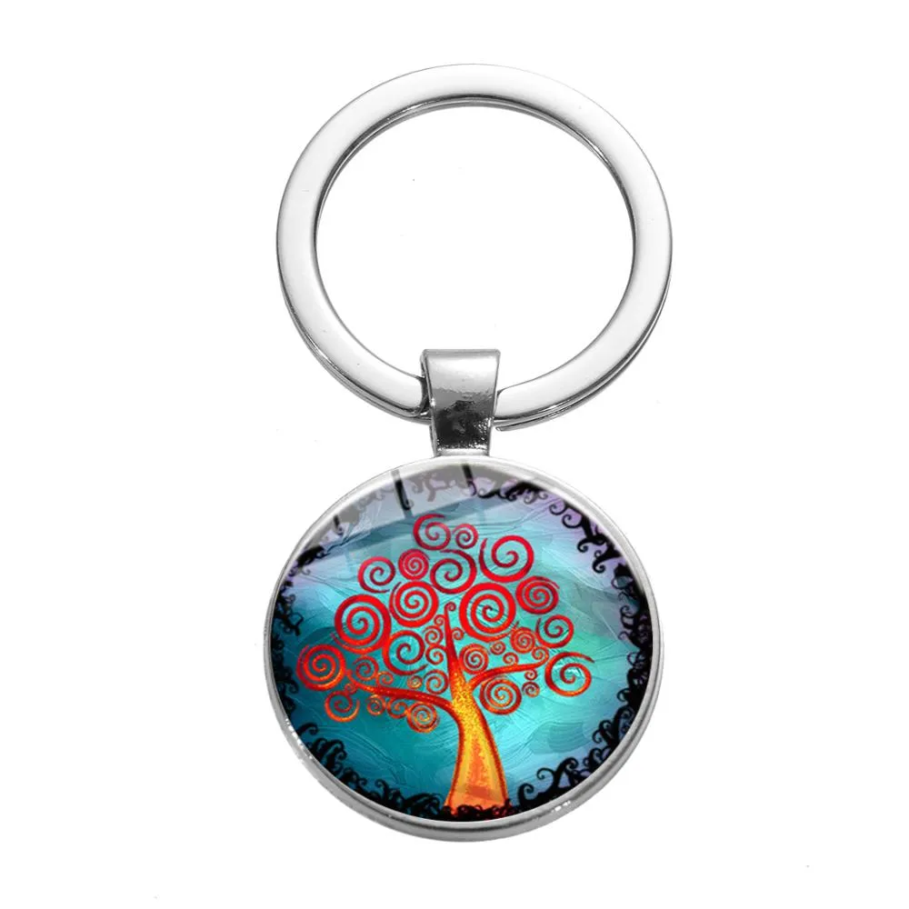 Tree of Life Charm Keychain -Glass Painting