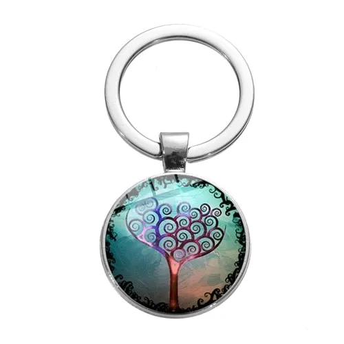 Tree of Life Charm Keychain -Glass Painting