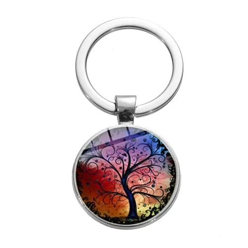 Tree of Life Charm Keychain -Glass Painting