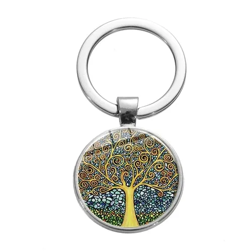 Tree of Life Charm Keychain -Glass Painting