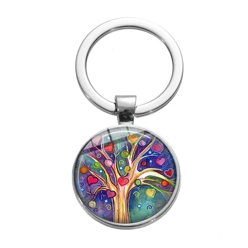 Tree of Life Charm Keychain -Glass Painting