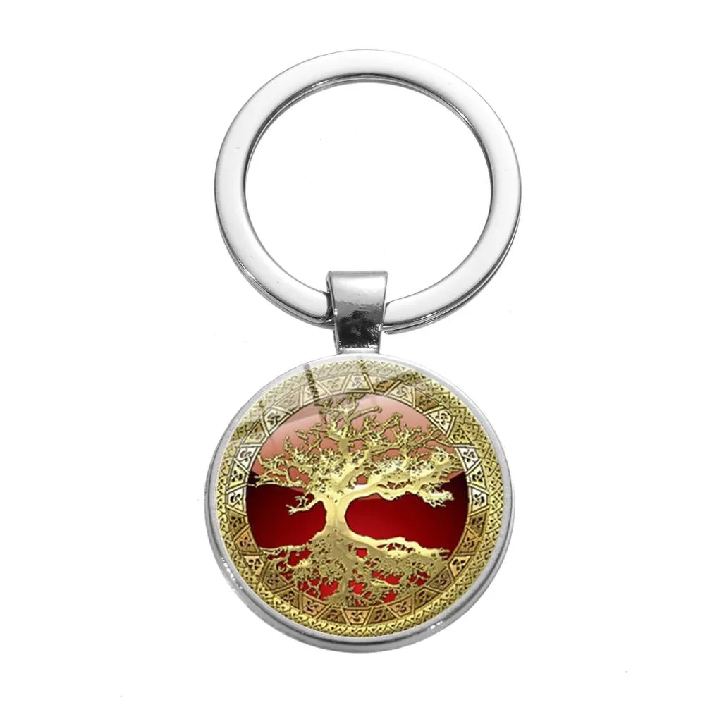 Tree of Life Charm Keychain -Glass Painting