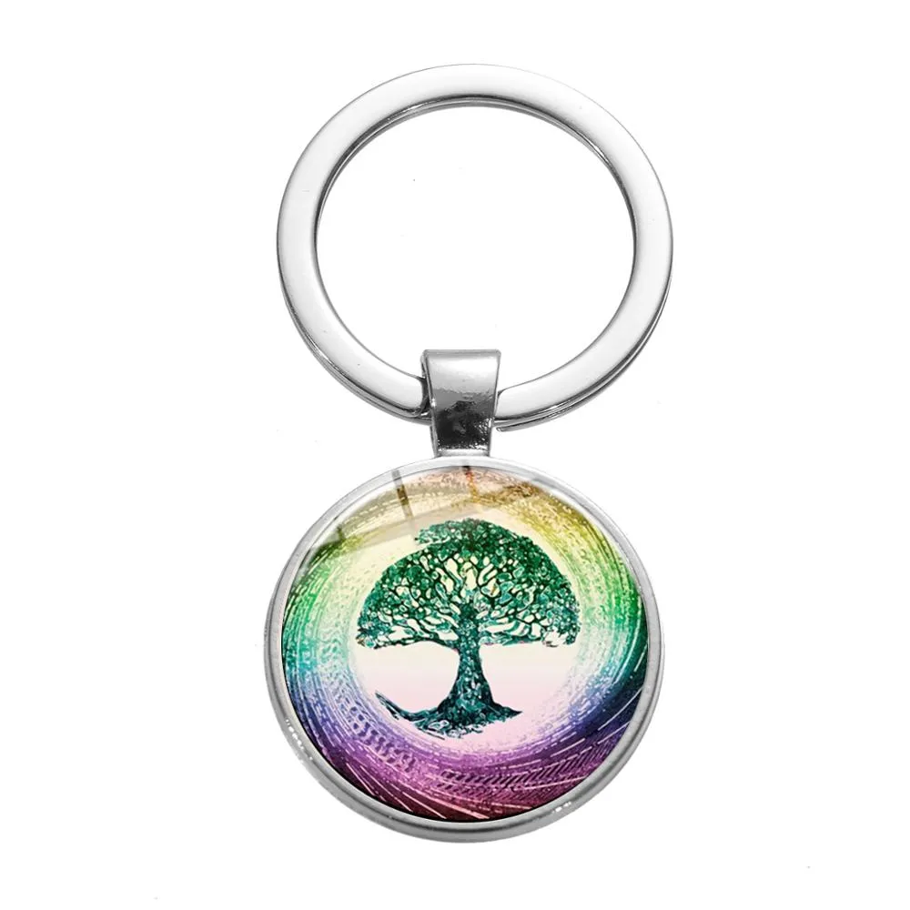 Tree of Life Charm Keychain -Glass Painting