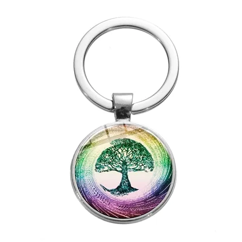 Tree of Life Charm Keychain -Glass Painting