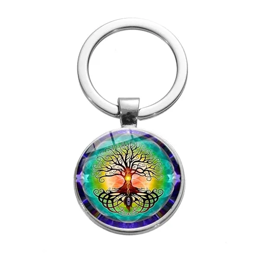 Tree of Life Charm Keychain -Glass Painting