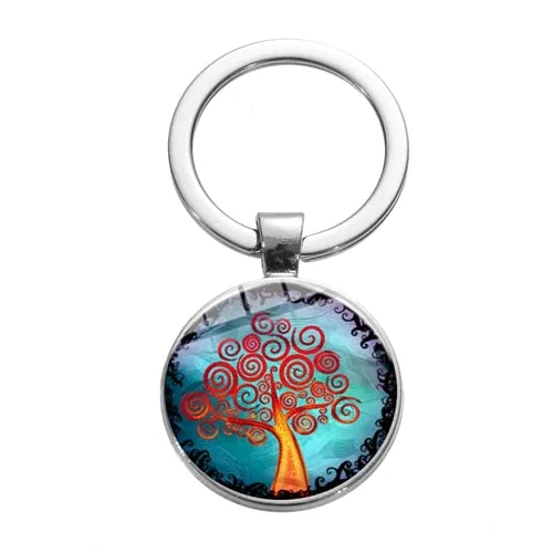 Tree of Life Charm Keychain -Glass Painting