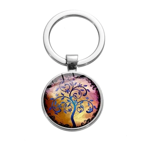 Tree of Life Charm Keychain -Glass Painting