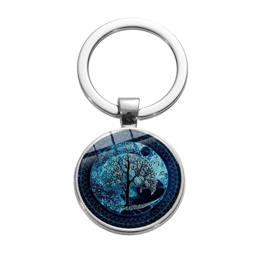 Tree of Life Charm Keychain -Glass Painting