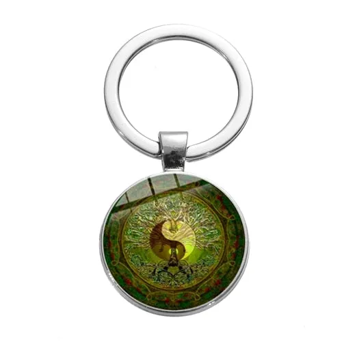 Tree of Life Charm Keychain -Glass Painting