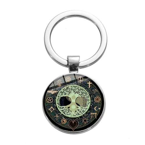 Tree of Life Charm Keychain -Glass Painting