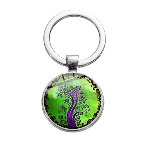 Tree of Life Charm Keychain -Glass Painting