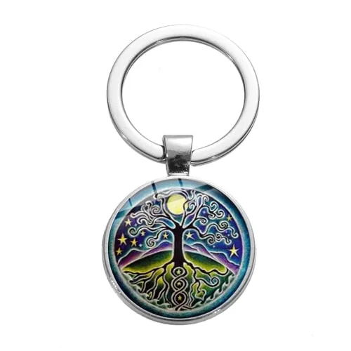 Tree of Life Charm Keychain -Glass Painting