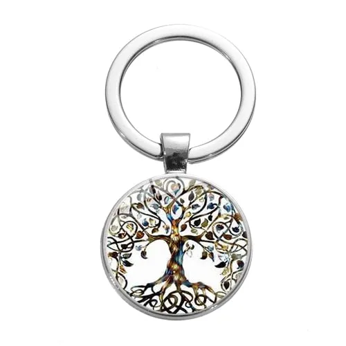 Tree of Life Charm Keychain -Glass Painting