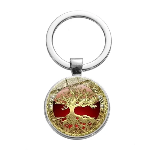 Tree of Life Charm Keychain -Glass Painting