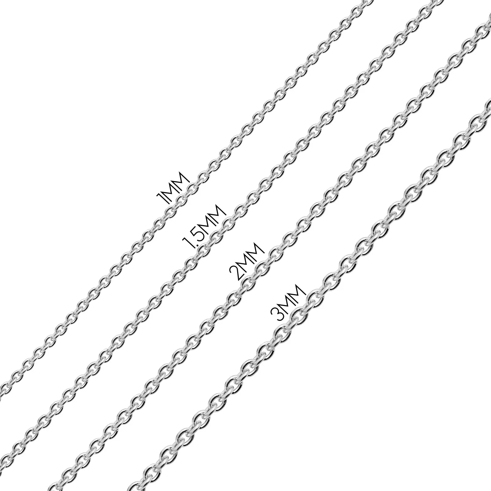 Unisex Dainty Rolo Cable Chain Necklace Black Stainless Steel 2.5 MM