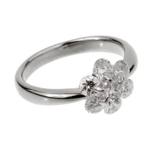 Vintage Flower Platinum Diamond Ring Sz 5 1/2