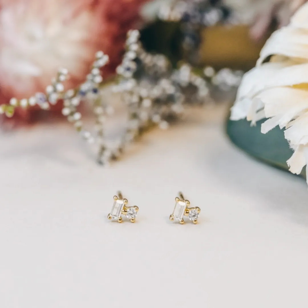 White CZ Double Stack Studs