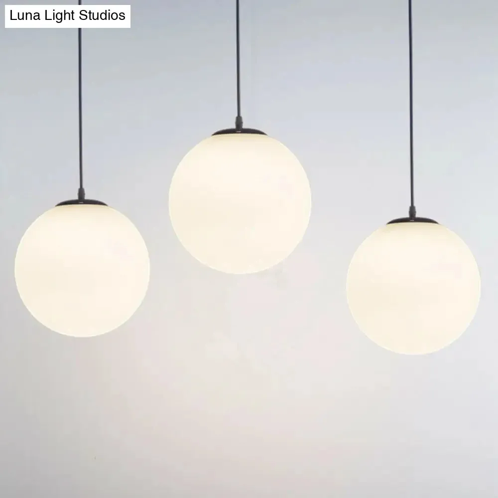 White Glass Pendant Light – Single Sphere Downlight for Restaurants