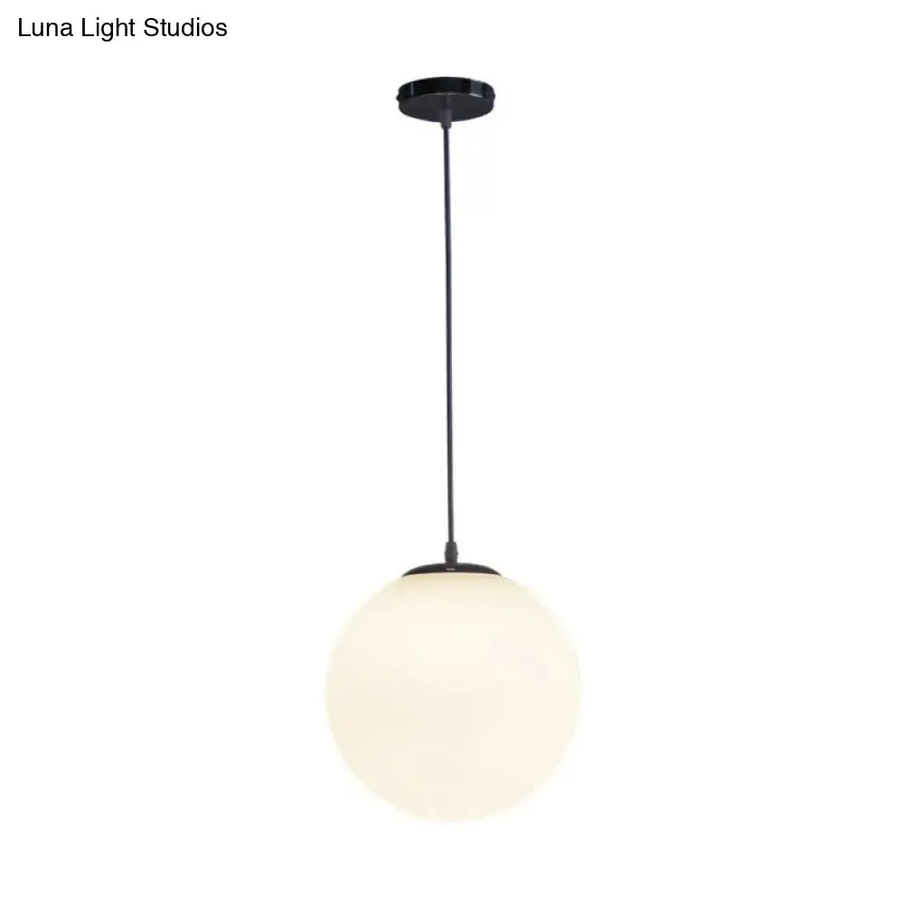 White Glass Pendant Light – Single Sphere Downlight for Restaurants