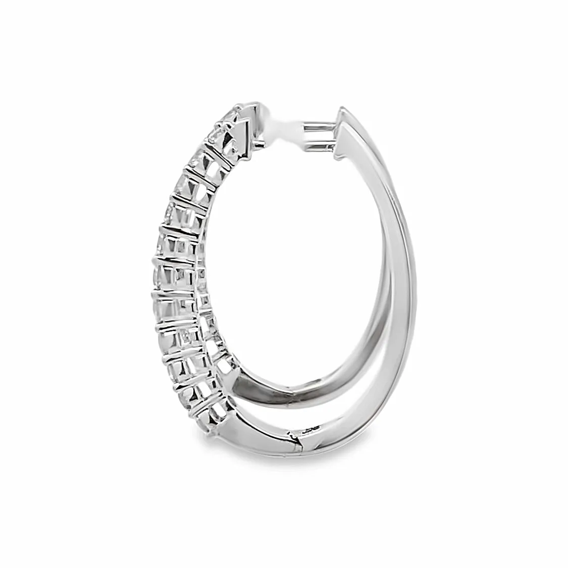 White Gold 3/4 CTW Diamond Hoop Earrings