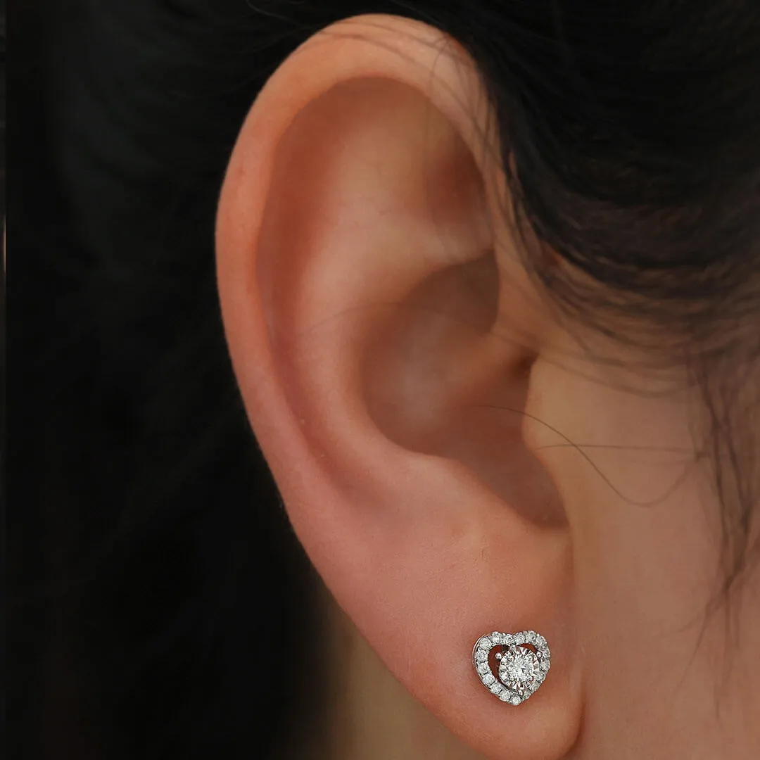 White Gold Tiny Diamond Stud Earrings