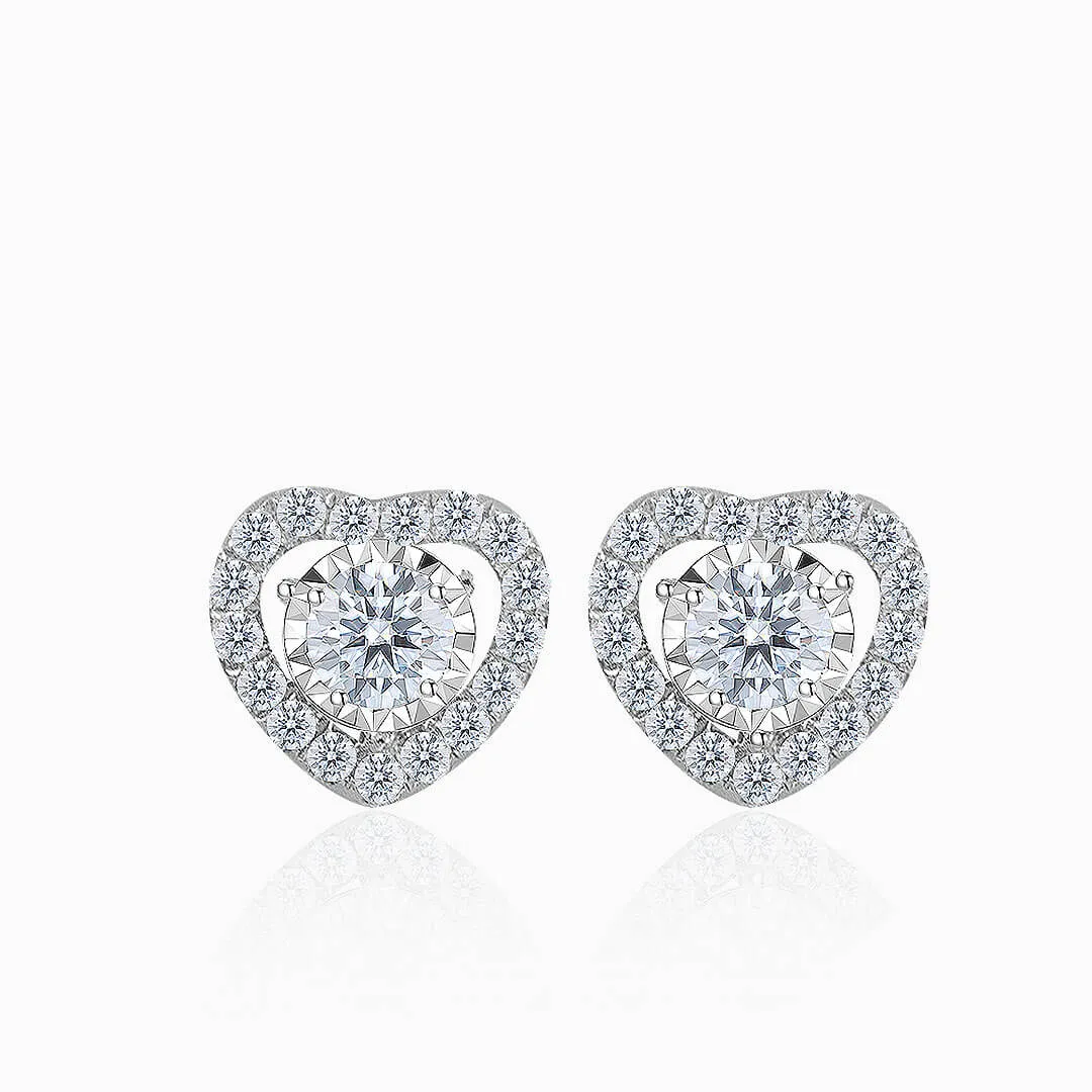 White Gold Tiny Diamond Stud Earrings