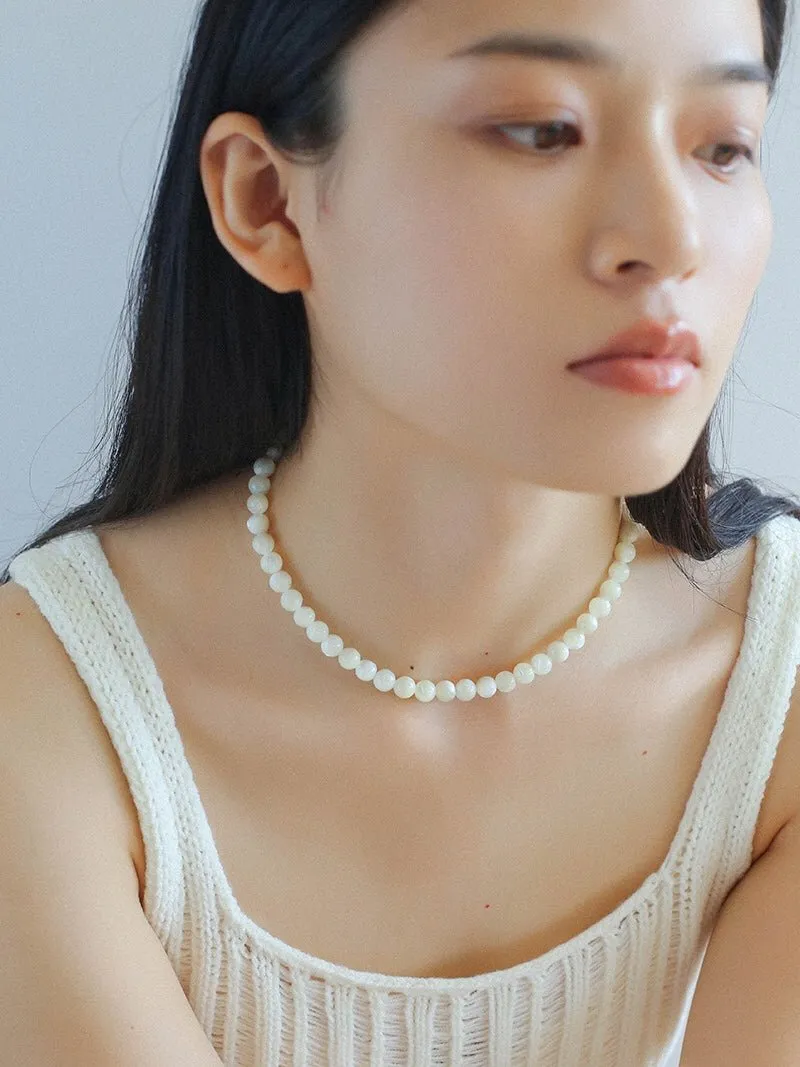 White Mother of Pearls Bead Necklace