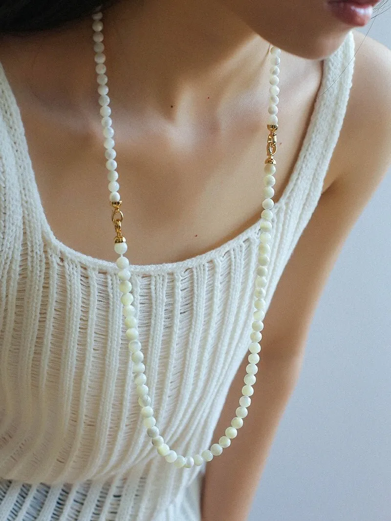 White Mother of Pearls Bead Necklace