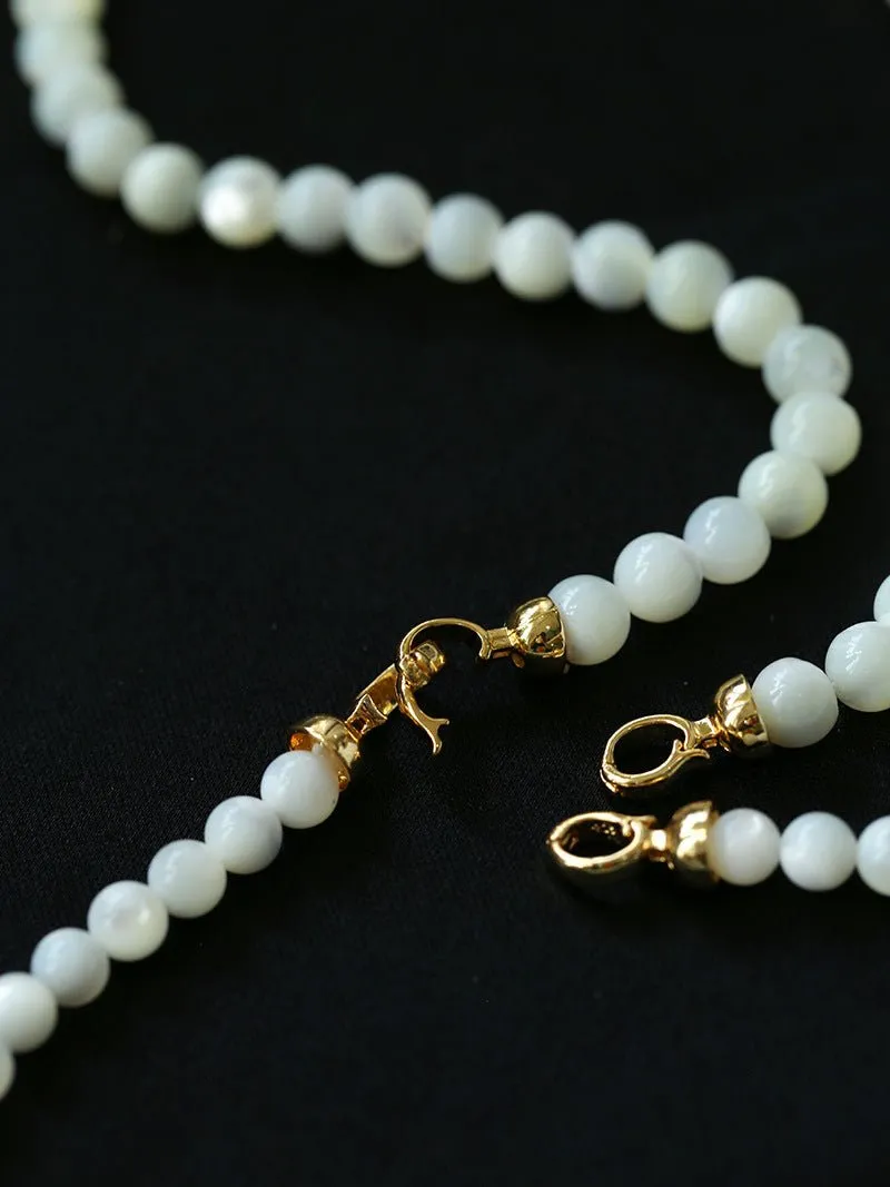 White Mother of Pearls Bead Necklace