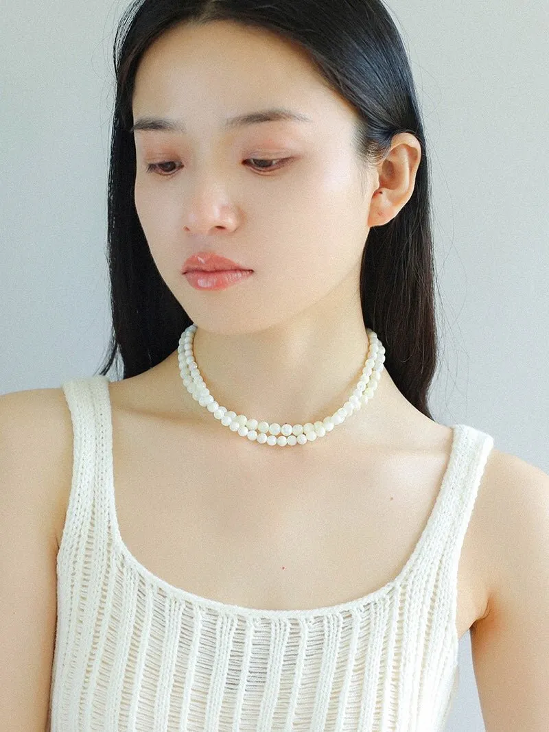 White Mother of Pearls Bead Necklace