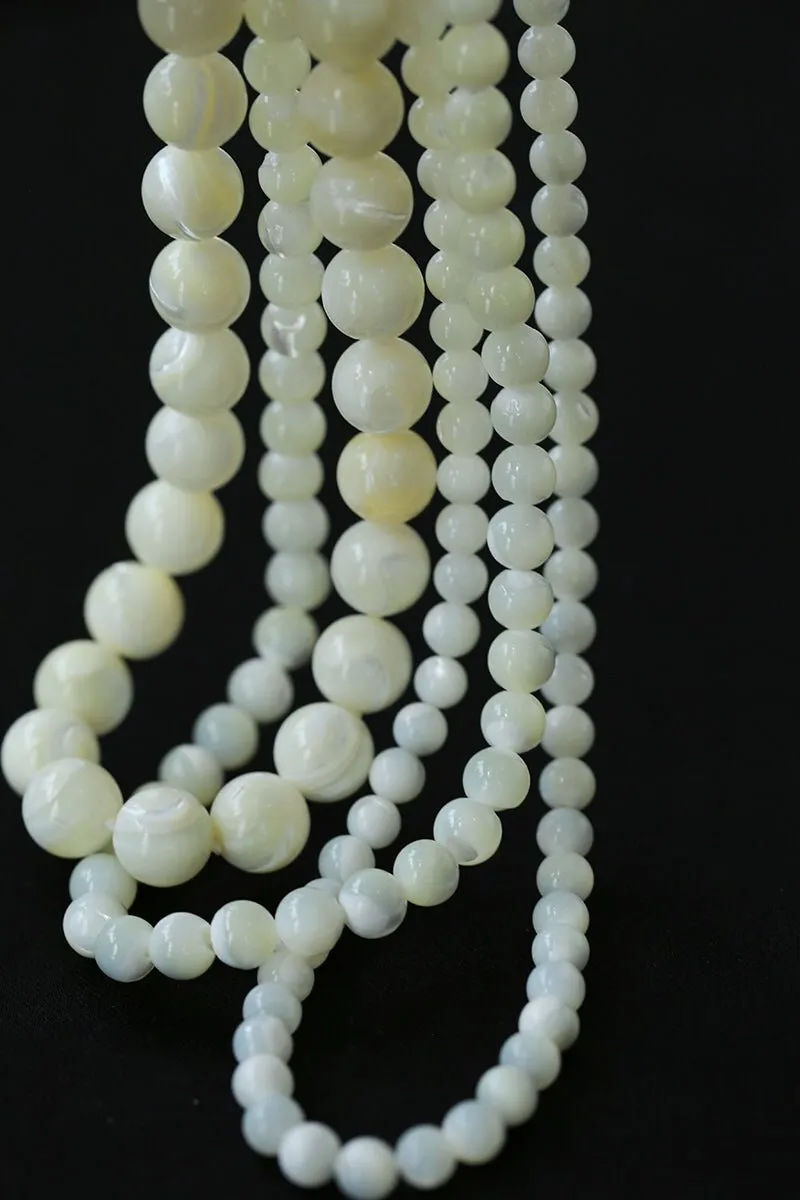 White Mother of Pearls Bead Necklace