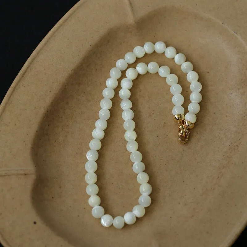 White Mother of Pearls Bead Necklace