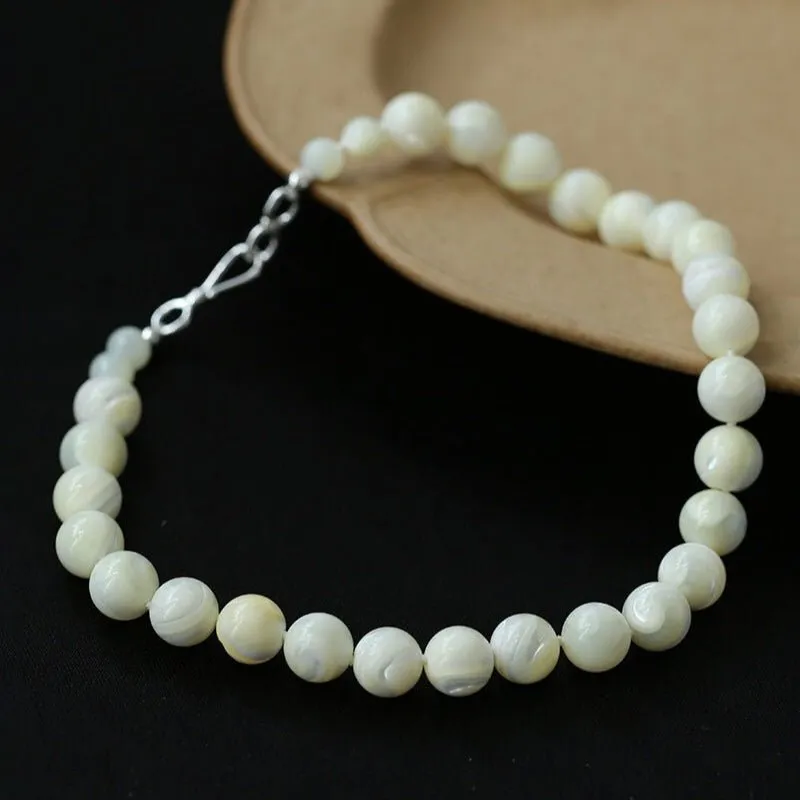 White Mother of Pearls Bead Necklace