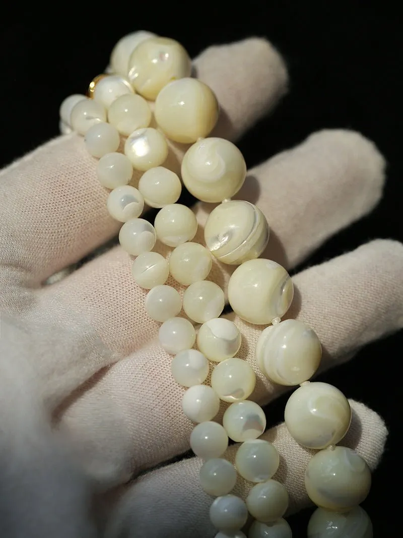 White Mother of Pearls Bead Necklace