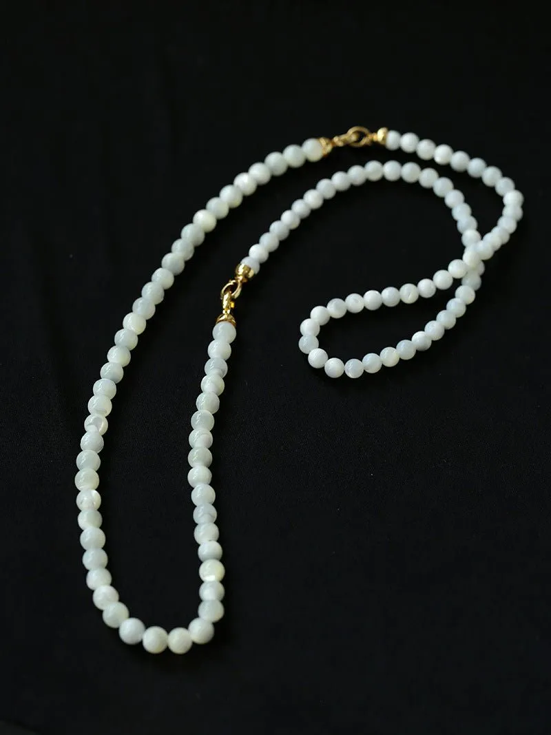 White Mother of Pearls Bead Necklace