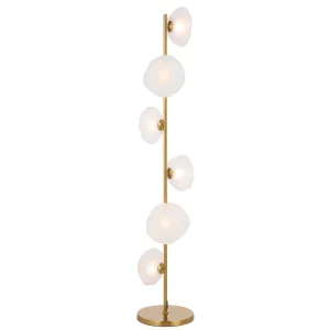 Zeeca 6 Light Antique Gold with Frost Textured Glass Contemporary Floor Lamp