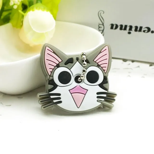 ZOEBER Anime Cartoon Key Cover cute Garfield Owl The avengers alliance hero Keychain Silicone Holder key Ring cat cap chain